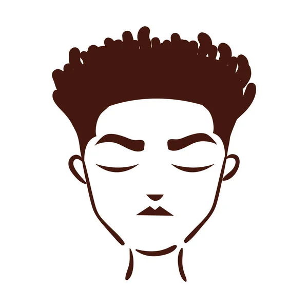 Mladá afro muž etnika s účesem silueta styl ikona — Stockový vektor