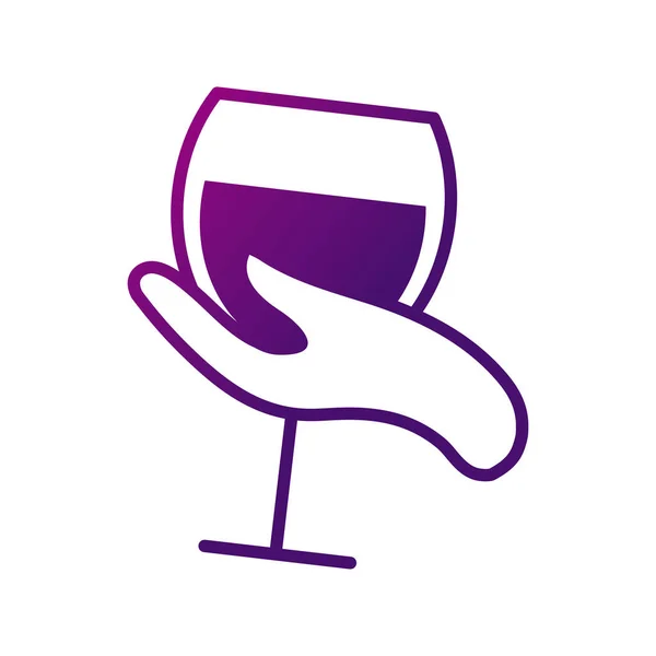 Main avec coupe à vin style boisson gradient icône — Image vectorielle