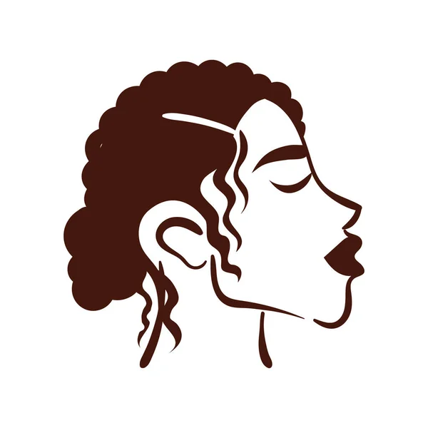 Jovem afro mulher com cabelo curto estilo silhueta — Vetor de Stock