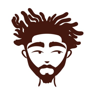 Sakallı, siluet tarzı ikonu olan genç afro bir adam.