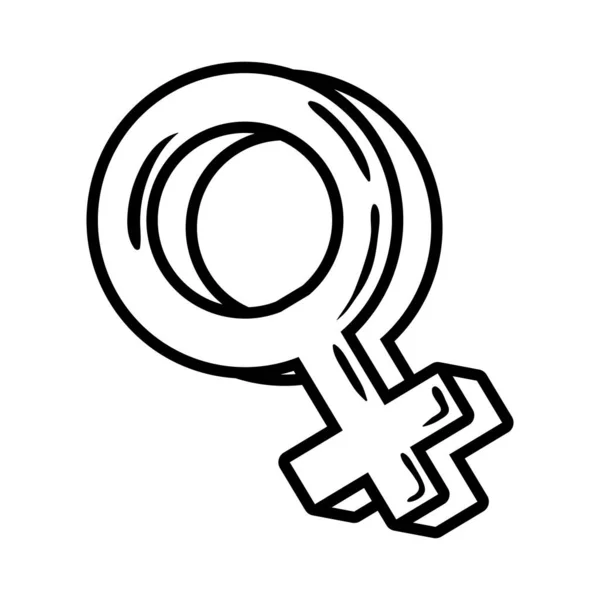 Female gender symbol pop art line style — Stock Vector