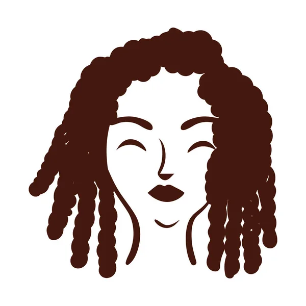 Joven afro mujer con pelo rasta silueta estilo — Vector de stock