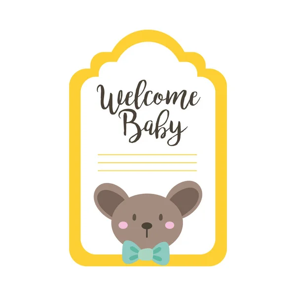 Baby shower frame card with koala and welcome baby lettering hand draw style — Stock Vector