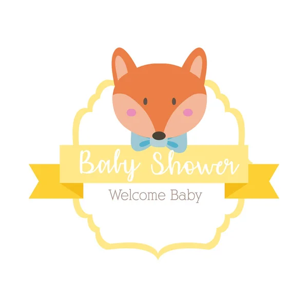 Baby shower napis z lisa styl rysowania strony — Wektor stockowy