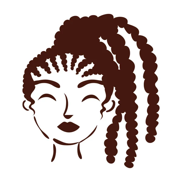 年轻的非洲裔妇女，头发拉丝塔轮廓风格 — 图库矢量图片