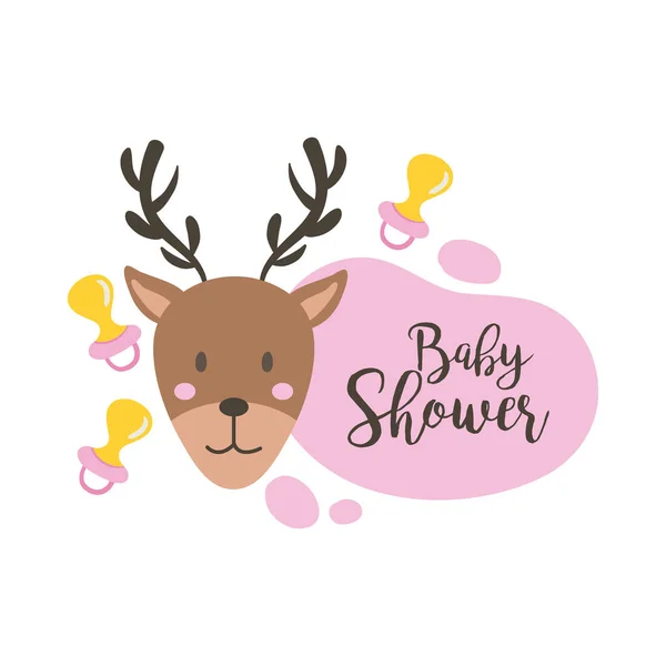 Bebê chuveiro letras com renas mão desenhar estilo —  Vetores de Stock