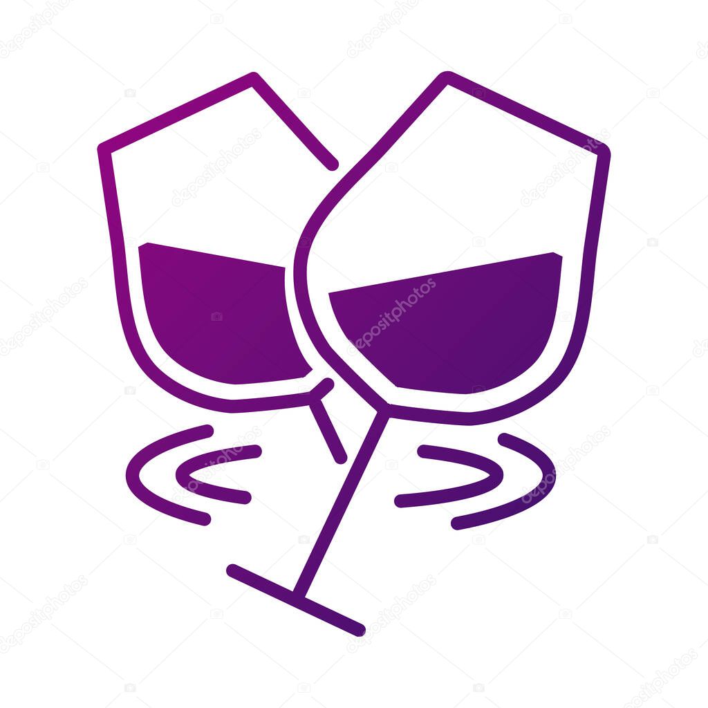 wine cups toasting gradient style icon