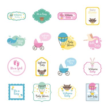 Onaltı bebek hediye paketi koleksiyon simgeleri