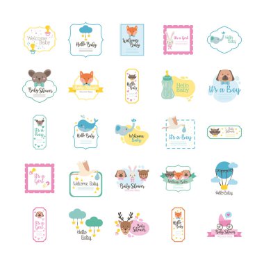 Yirmi beş bebek hediye paketi koleksiyon simgeleri