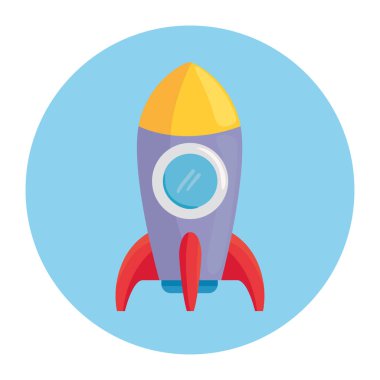 çocuk oyuncak roketi yuvarlak çerçevede