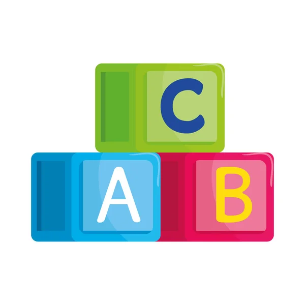 Cubes alphabétiques avec lettres a, b, c, en fond blanc — Image vectorielle