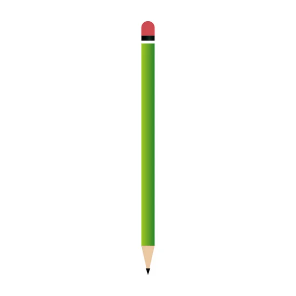 Lápis cor verde com borracha no fundo branco —  Vetores de Stock