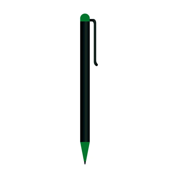 Suministro de pluma de color verde, sobre fondo blanco — Vector de stock