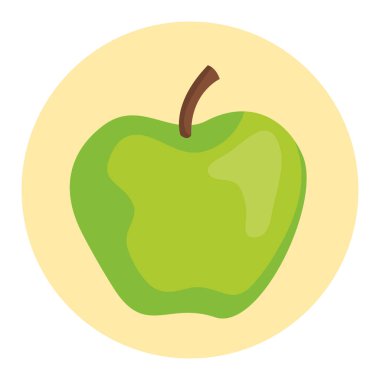 Yuvarlak çerçeveli elma yeşili meyve, beyaz arkaplan