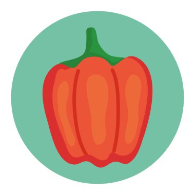 Yuvarlak çerçeveli, beyaz arkaplanda taze biber sebzesi.