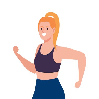 Kadın koşuyor, spor yapıyor.