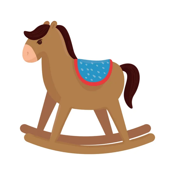 Dřevěný houpací kůň, dětská hračka, v bílém pozadí — Stockový vektor