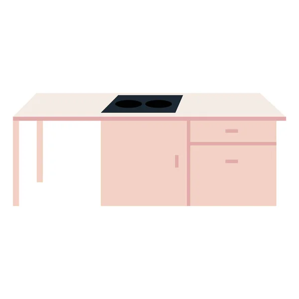 Kitchen stove with drawers, in white background — Stock Vector