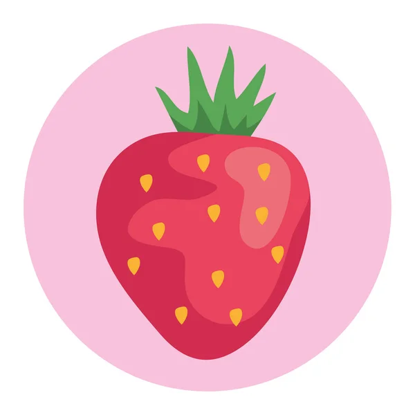 Fresh strawberry fruit on round frame, in white background — Stock Vector