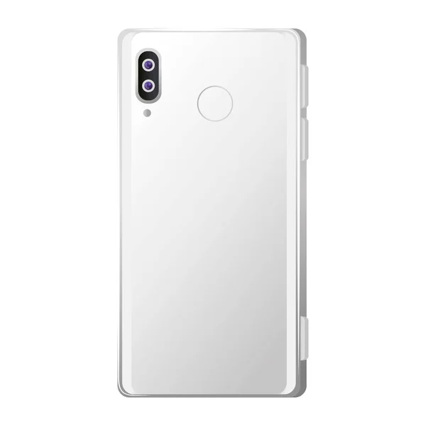 Vista trasera, maqueta realista del teléfono inteligente de color blanco, en fondo blanco — Vector de stock
