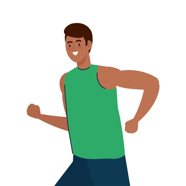 Man afro running, sport recreation — Stock Vector