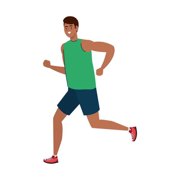 Hombre afro running, ejercicio de recreación deportiva — Vector de stock
