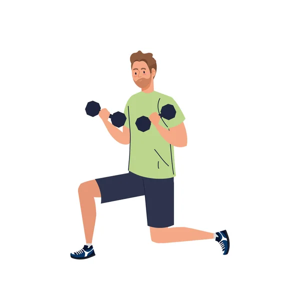Άνθρωπος κάνει ασκήσεις με αλτήρες, άθληση άσκηση αναψυχής — Διανυσματικό Αρχείο