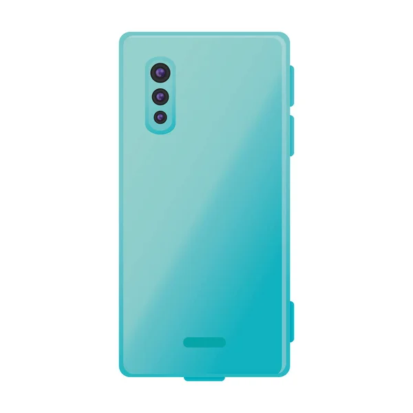 Vista trasera, maqueta realista del teléfono inteligente de color azul, sobre fondo blanco — Vector de stock