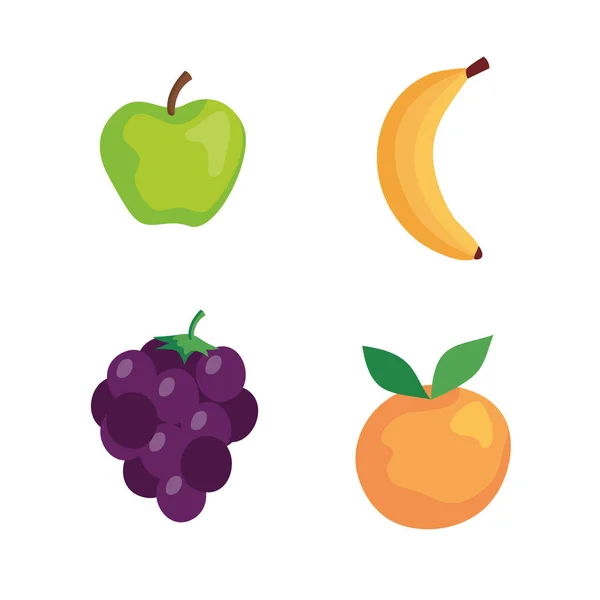 一套新鲜健康的水果 — 图库矢量图片