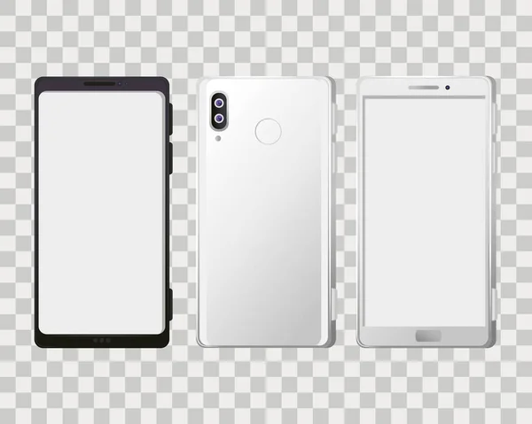 Mockup ρεαλιστικών συσκευών smartphones — Διανυσματικό Αρχείο