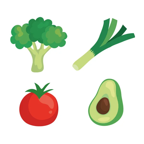 Ensemble de légumes frais, concept d'alimentation saine — Image vectorielle