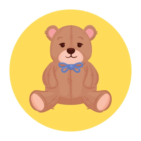 Іграшковий плюшевий ведмідь, в круглій рамці — стоковий вектор