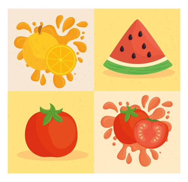 Définir des bannières de fruits et légumes — Image vectorielle