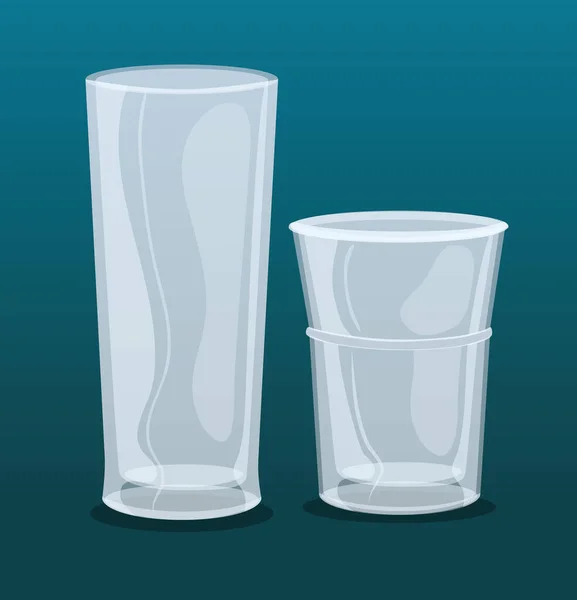 Mockup transparante glazen, transparante lege glazen bekers — Stockvector