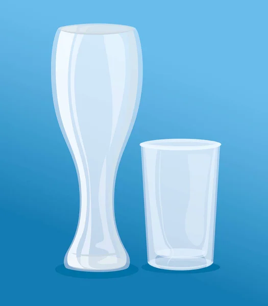 Attrappe, transparentes Glas, transparente leere Gläser, Pilsner und Short Style — Stockvektor