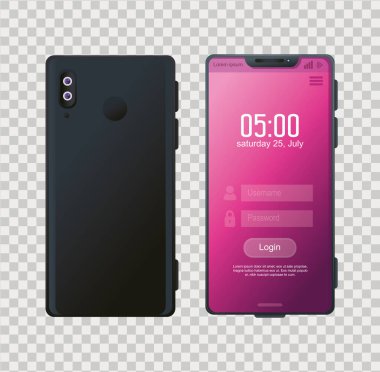 Ekranda giriş olan gerçekçi akıllı telefonlar