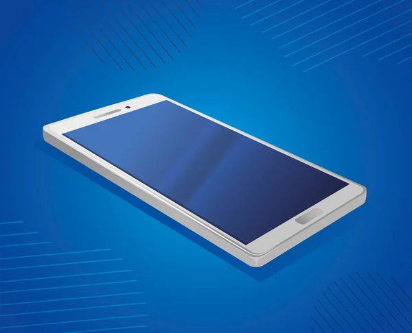 Modello di smartphone realistico su sfondo blu — Vettoriale Stock
