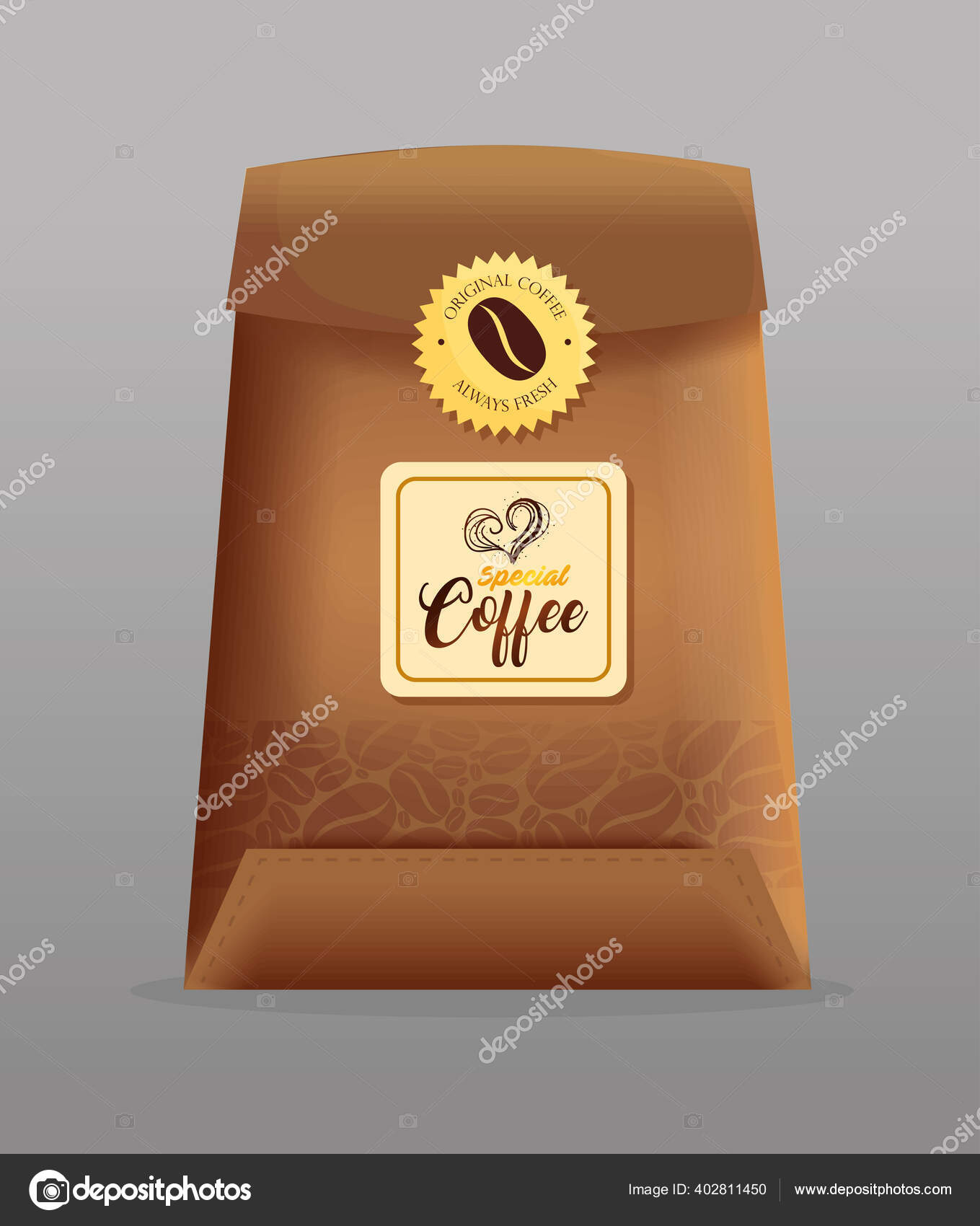 Download Branding Mockup Coffee Shop Restaurant Corporate Identity Mockup Bag Paper Of Special Coffee With Seal Stamp Stok Vektor C Yupiramos 402811450 PSD Mockup Templates