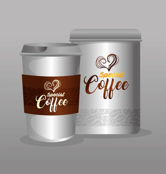 Marca maqueta cafetería, restaurante, maqueta de identidad corporativa, botella y café especial desechable — Vector de stock