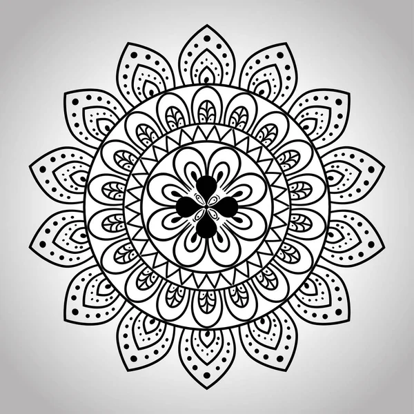 Blommig Mandala över grå bakgrund, vintage lyx Mandala, prydnad dekoration — Stock vektor