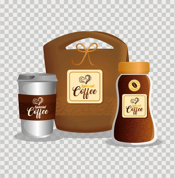 コーヒーショップ、レストラン、企業アイデンティティのモックアップ、コーヒー特別パッケージのために設定されたブランドのモックアップ — ストックベクタ