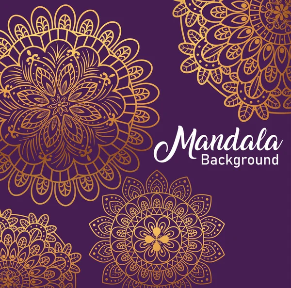 Mandala doré de luxe en fond violet, mandala décoratif et élégant, ornemental doré — Image vectorielle
