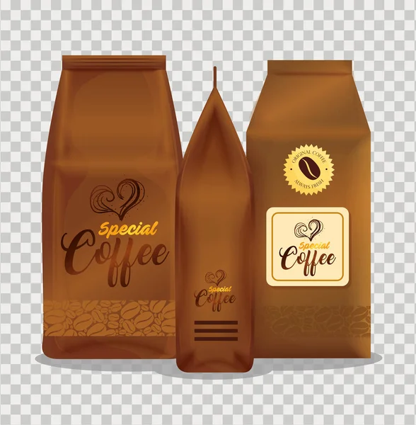 Branding-Mockup-Set für Café, Restaurant, Corporate Identity-Mockup, Taschen Papier speziellen Kaffee — Stockvektor