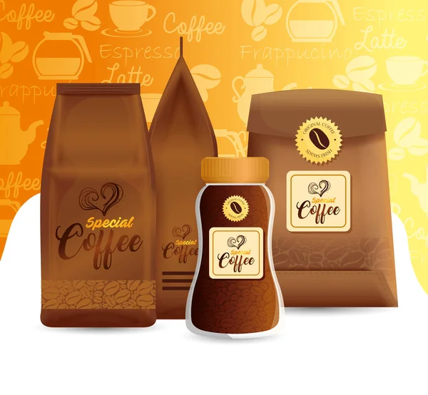 Marca juego de maquetas para cafetería, restaurante, maqueta de identidad corporativa, paquetes especiales de café — Vector de stock
