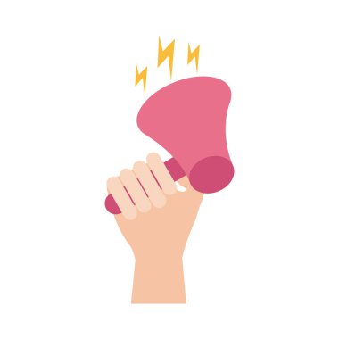 El ve megafon protestosu düz biçim simgesi