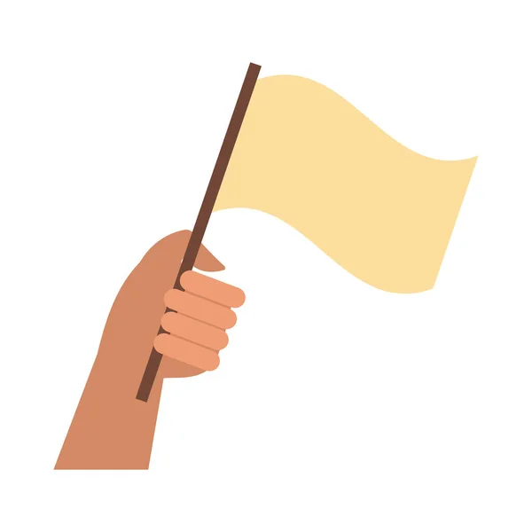 Mano humana con bandera protesta icono de estilo plano — Vector de stock