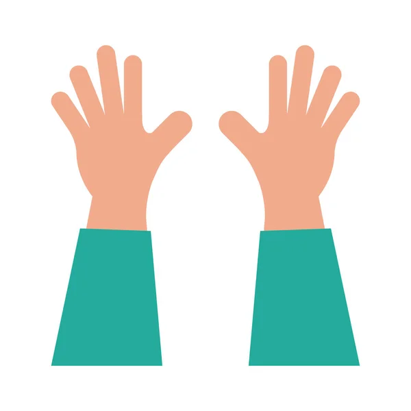 Ręce ludzkie w górę protestując płaski styl ikona — Wektor stockowy