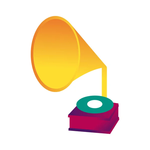 Linha de leitor de música gramofone e ícone de estilo de preenchimento —  Vetores de Stock