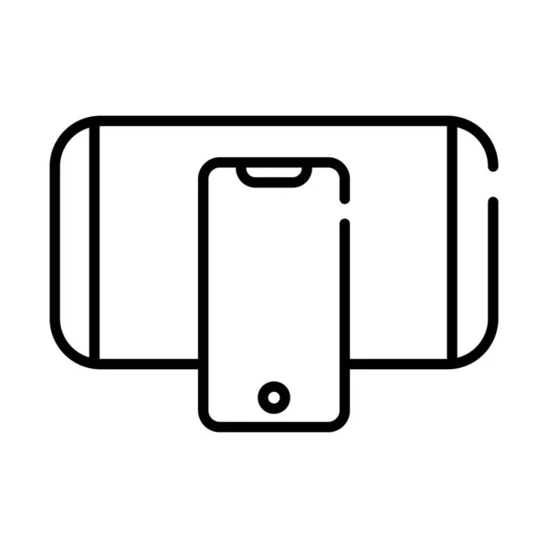 Smartphones enheter linje stil ikoner — Stock vektor