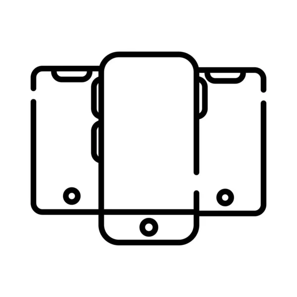 Teléfonos inteligentes dispositivos línea iconos de estilo — Archivo Imágenes Vectoriales